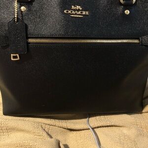 Coach Black Leather Tote Bag